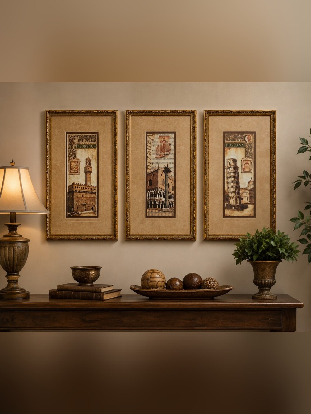 Tina Chaden Italian Destination Framed Wall Art Set of 3 Venice Florence Tuscany